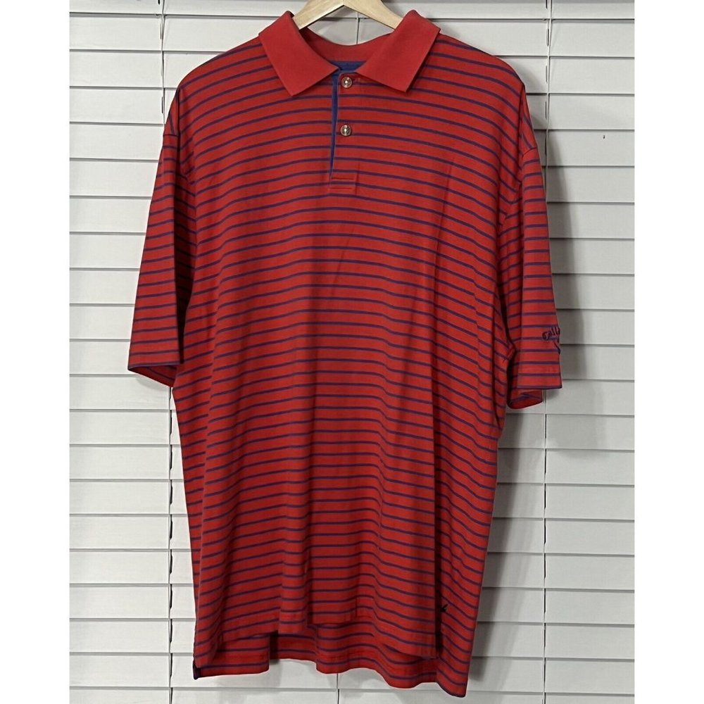 Callaway Golf Sport Men's Red Striped Polo Shirt Size Medium